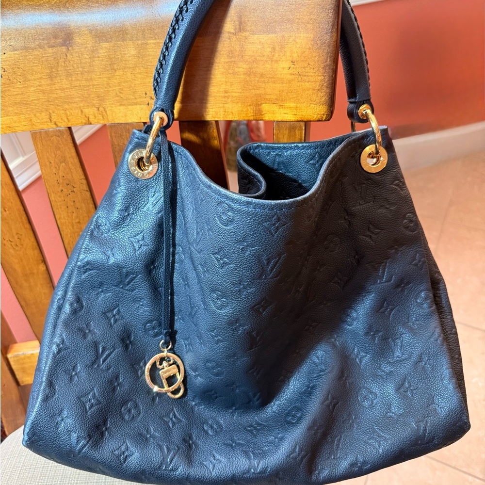 Louis Vuitton Black Embossed Monogram Shoulder Hobo with Gold Hardware